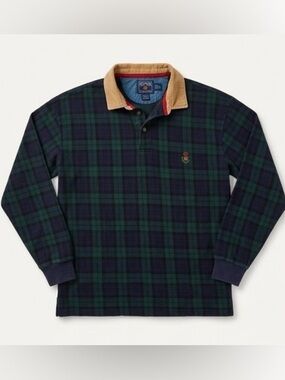 Vintage Ralph Lauren Chaps Men’s Rugby Shirt with Tan Corduroy Collar